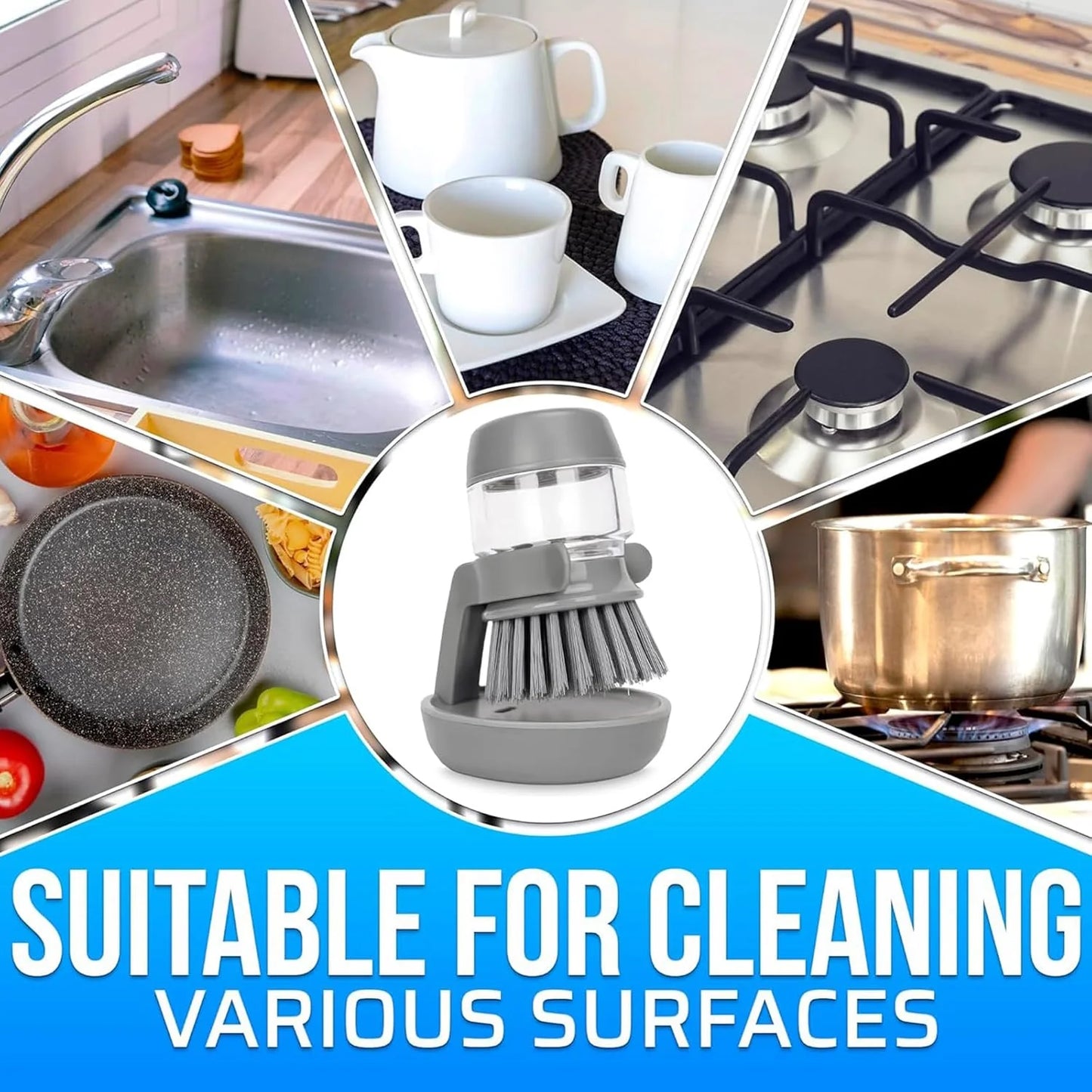 Dish brush with integrated soap dispenser