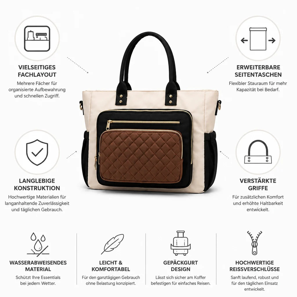 Bag with multiple compartments (expandable side pockets)