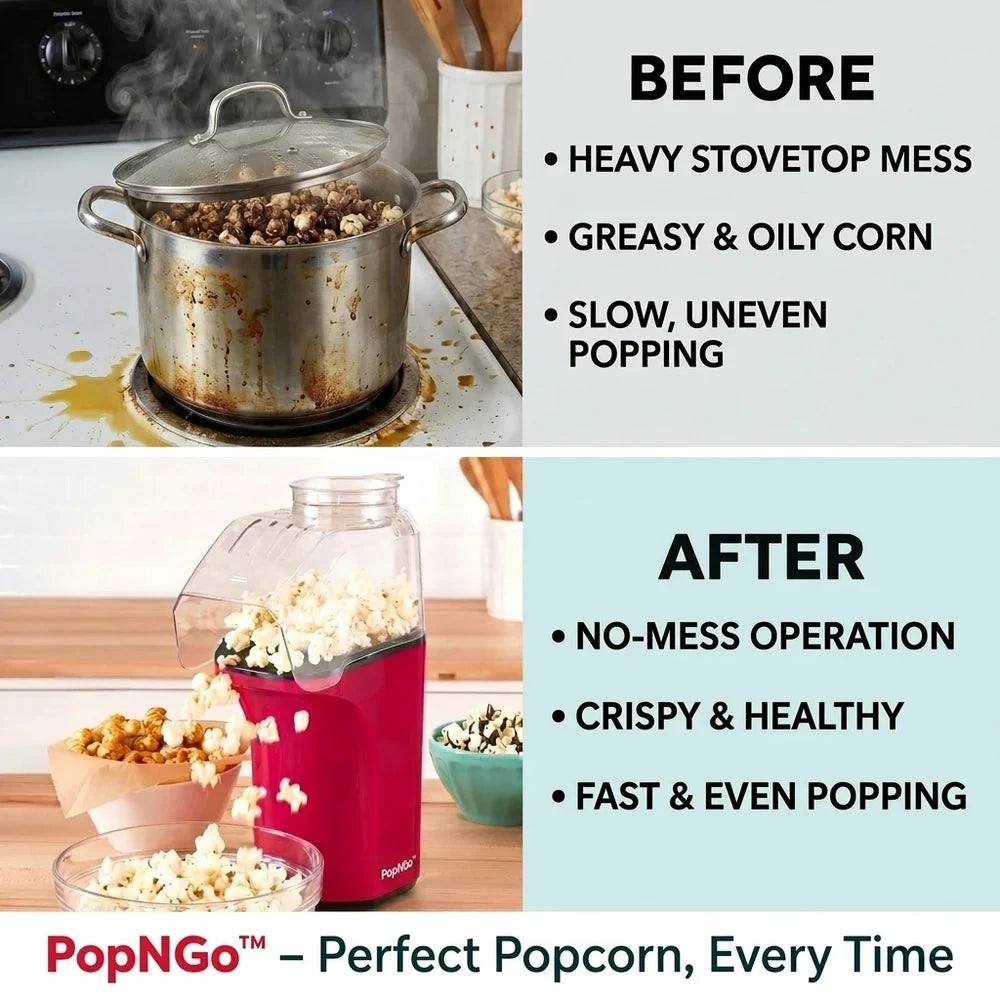 PopNGo™ Hot Air Popcorn Maker Without Oil