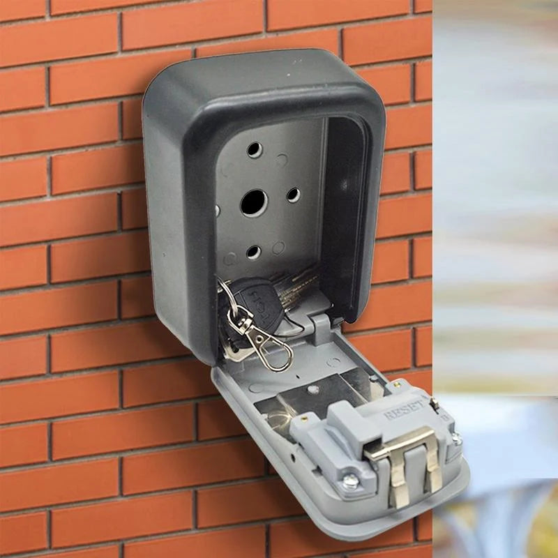 Wall-mounted key box with combination lock