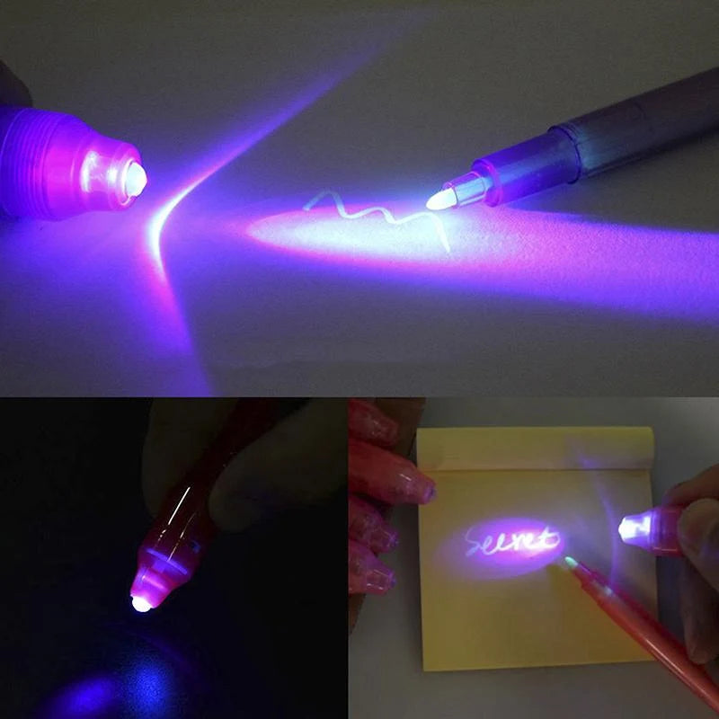 UV blacklight pen with invisible ink