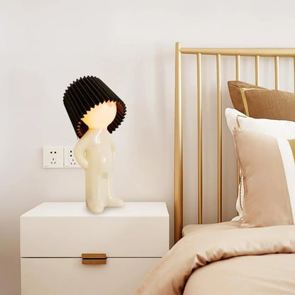 LED Table Lamp with Ribbed Lampshade 29 cm