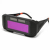 Automatically darkening, solar-powered, adjustable welding goggles