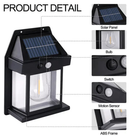 Solar wall light with motion sensor