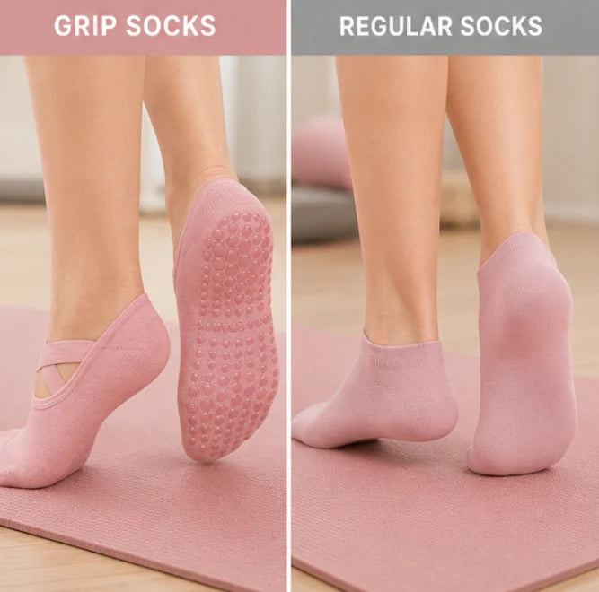 Pilates Socks with Non-Slip Grips – Set of 3