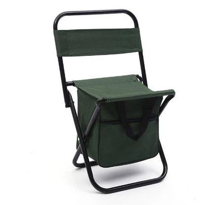 Folding chair with integrated cooler bag