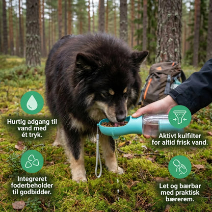 TrailBuddy™ – 3-in-1 Dog Water Bottle with Food Container