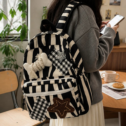 Star & Bone Appliqué Backpack with Multiple Pockets