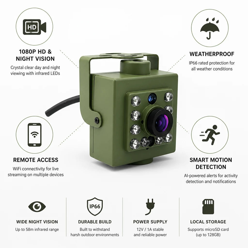 1080p Night Vision Weatherproof Bird Nest Box Camera