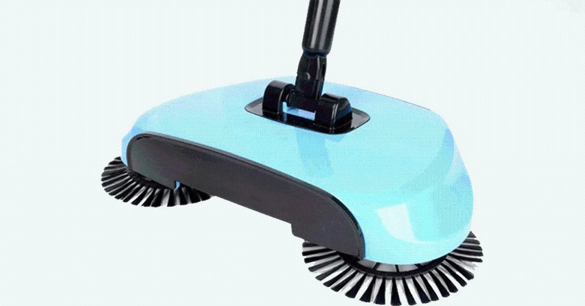 Sweeper with 360° Rotating Brushes and Adjustable Handle