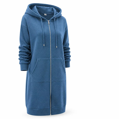 Cotton Blend Fleece Zip-Up Hoodie Tunic