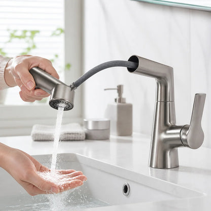 Extendable 360° Rotatable Single-Hole Faucet with Ceramic Valve