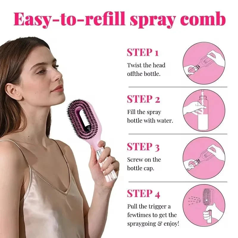Hairbrush with Spray Mist – 2-in-1 Detangling