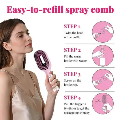 Hairbrush with Spray Mist – 2-in-1 Detangling
