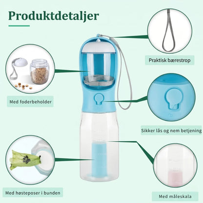 TrailBuddy™ – 3-in-1 Dog Water Bottle with Food Container