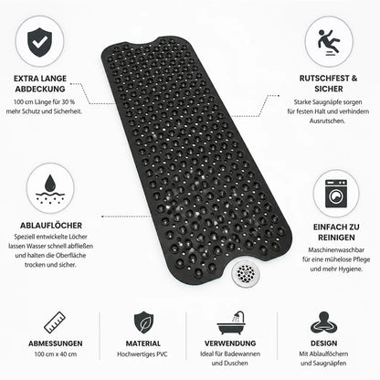 Extra-Long Non-Slip Bath Mat (Suction Cups & Drain Holes)