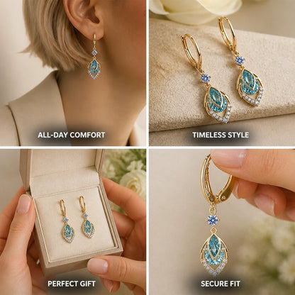 Light Alloy Hoop Earrings (Light Blue & Gold)
