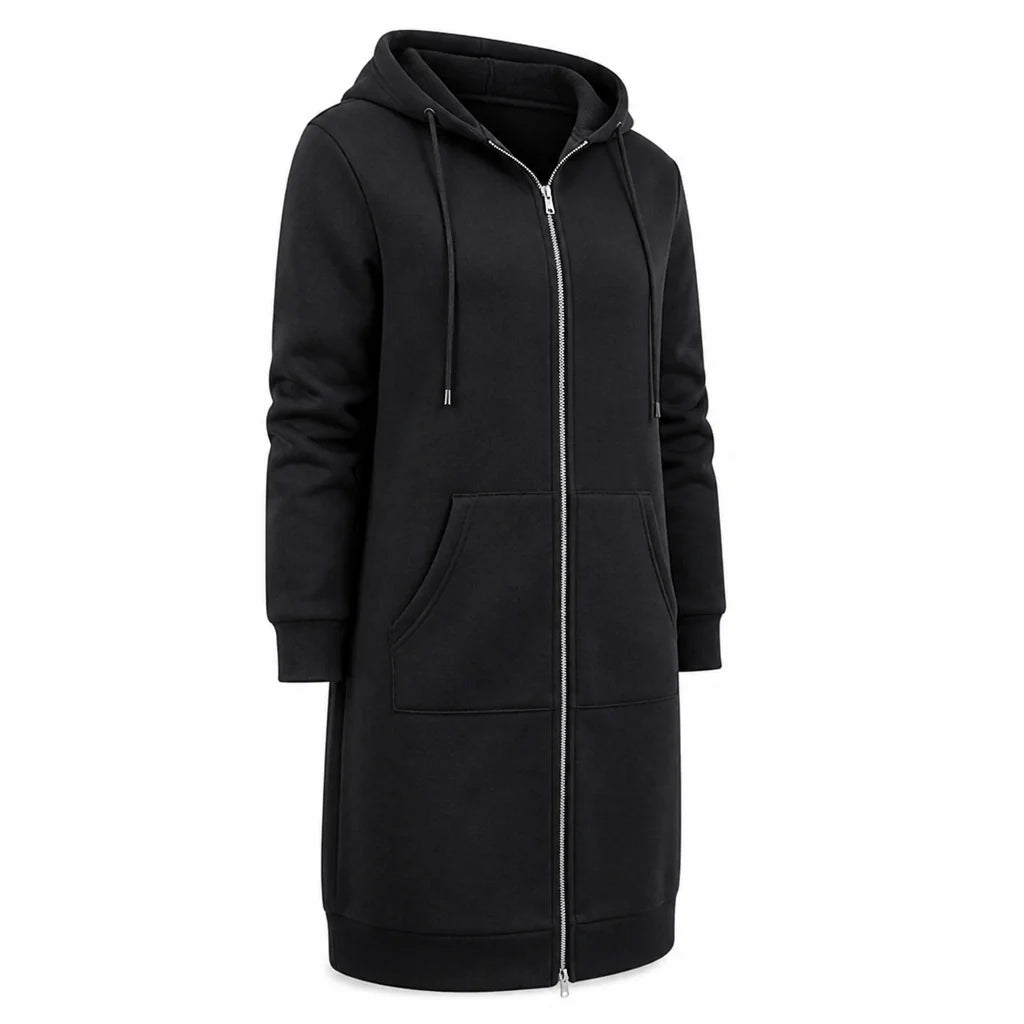 Cotton Blend Fleece Zip-Up Hoodie Tunic
