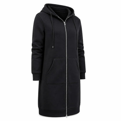 Cotton Blend Fleece Zip-Up Hoodie Tunic