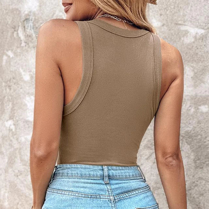 Ribbed Women's Tank Top with Built-in Bra