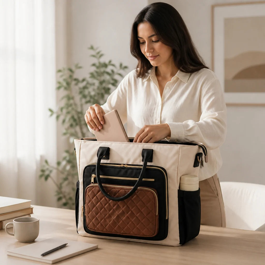 Bag with multiple compartments (expandable side pockets)