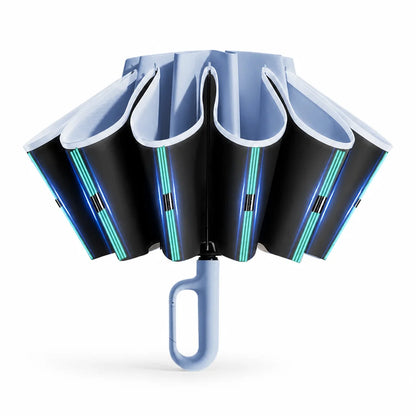 Automatic reversible windproof and reflective umbrella