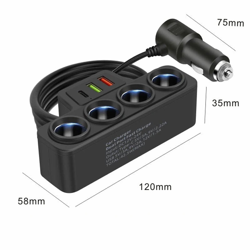 VoltMaxx 7-in-1 Car Charger Adapter with 7 Ports