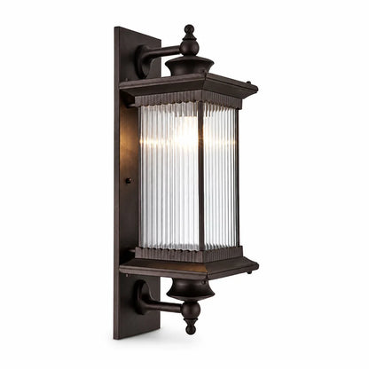 Weatherproof Metal Ribbed Glass Outdoor Wall Light (Hardwired)