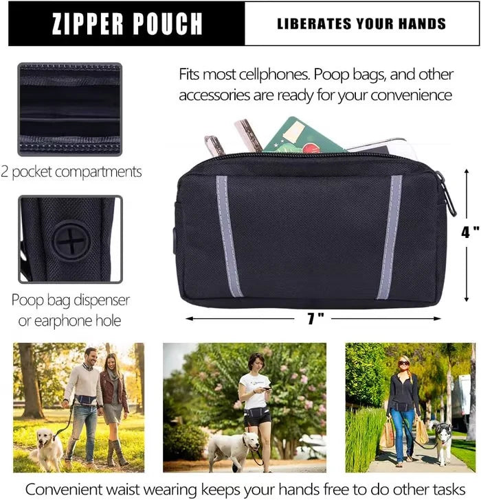 FlowLeash Dog Leash with Shock Absorber & Hip Belt