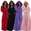 Unisex Fleece Bathrobe with Hood Extra Long