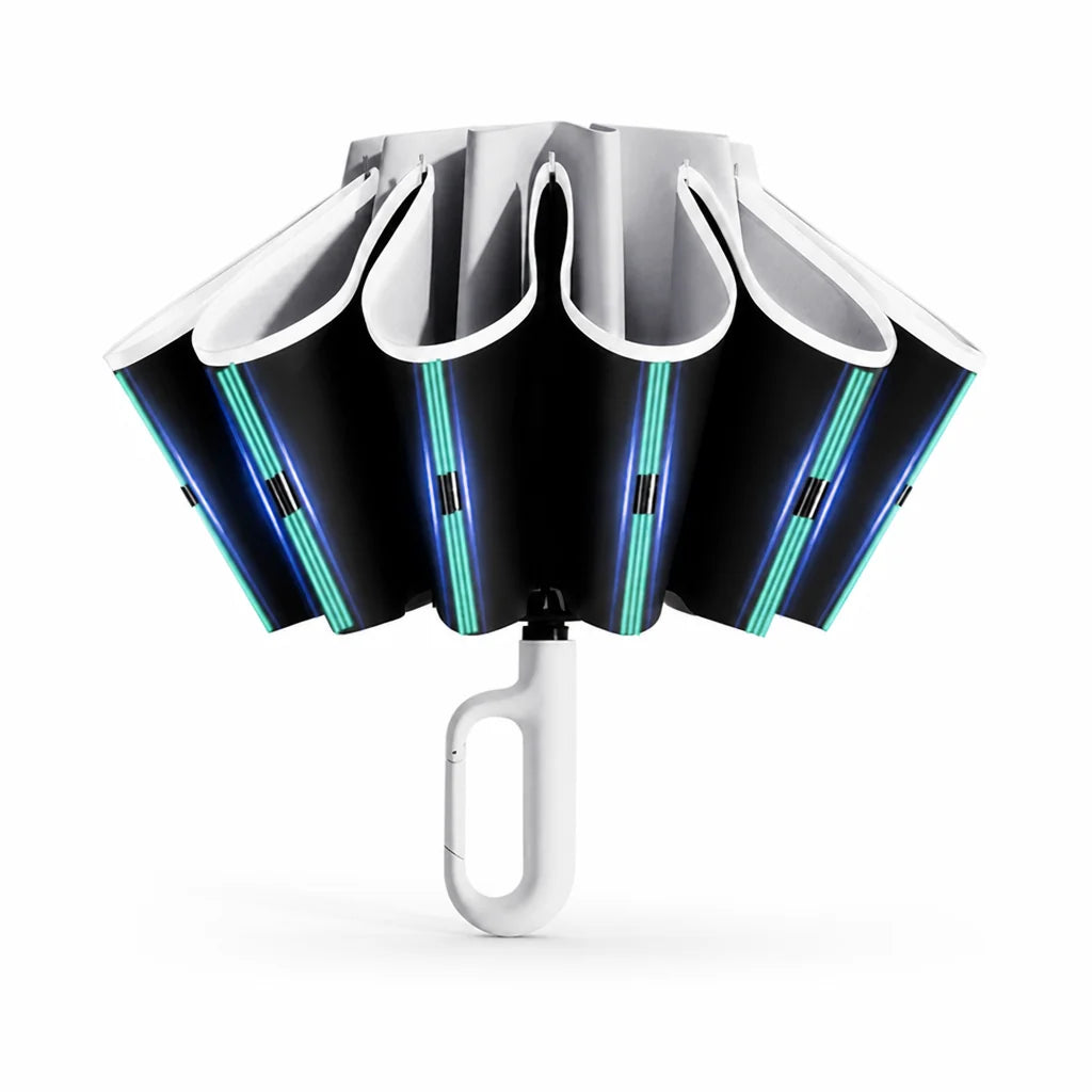 Automatic reversible windproof and reflective umbrella