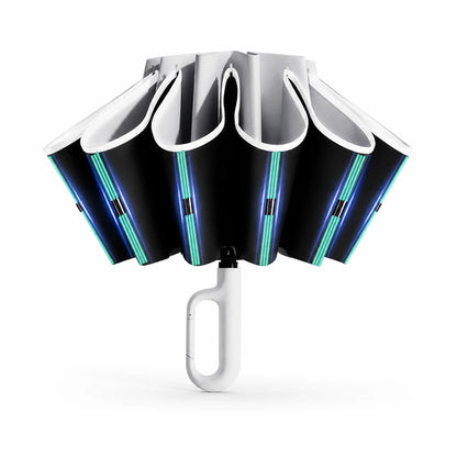 Automatic reversible windproof and reflective umbrella
