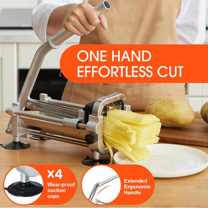 Stainless Steel French Fry Cutter with 2 Inserts