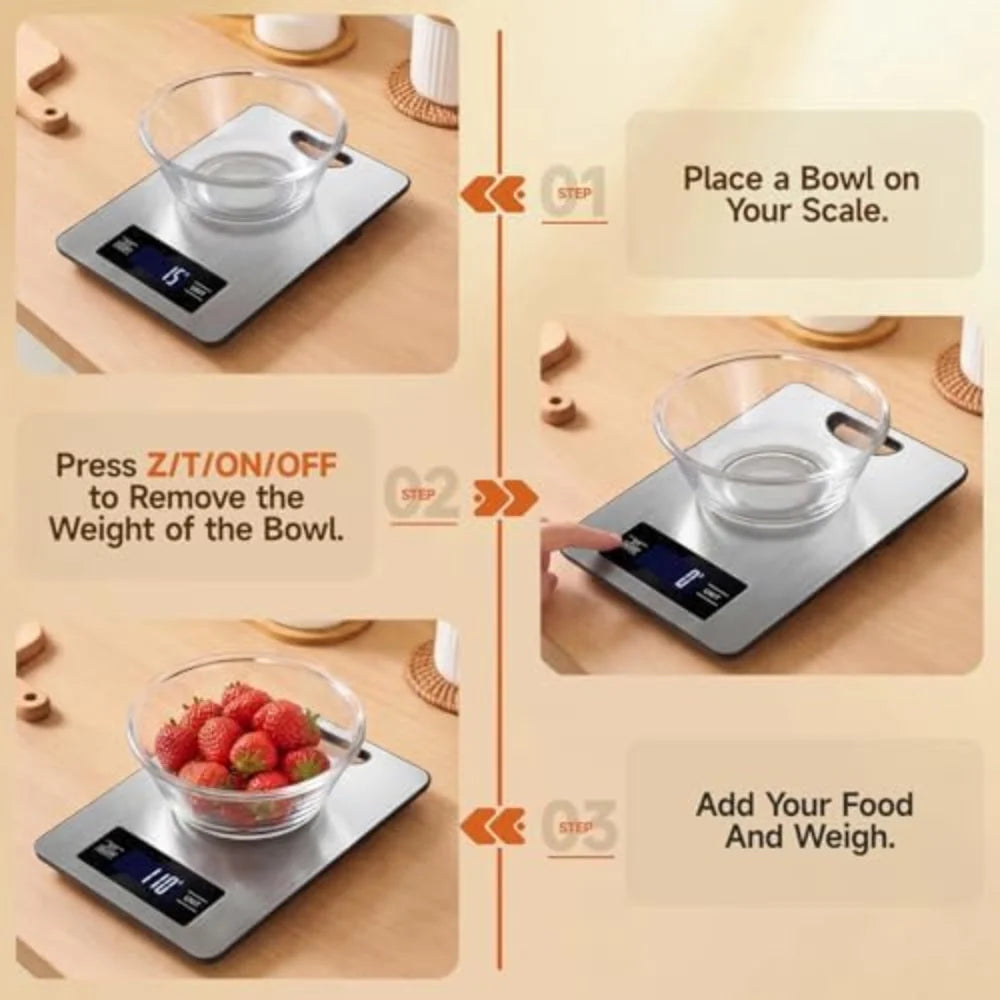Digital Kitchen Scale with Stainless Steel Platform