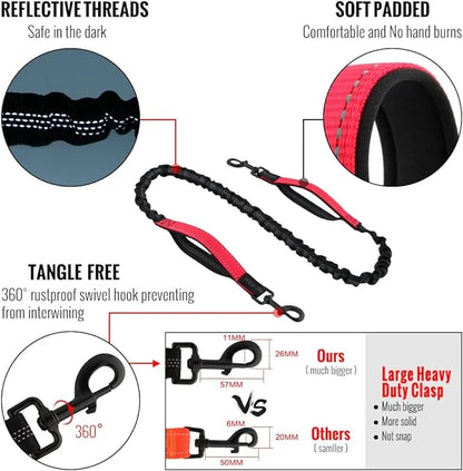 FlowLeash Dog Leash with Shock Absorber & Hip Belt