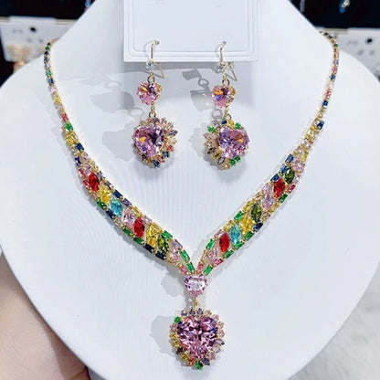 Heart Jewelry Set with Necklace and Earrings