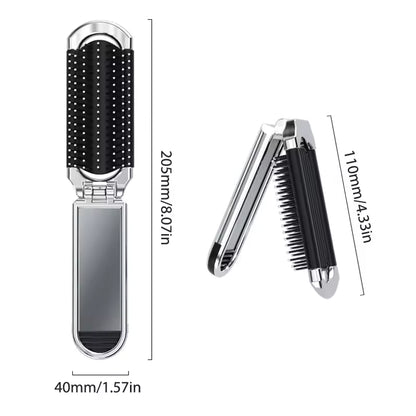 Compact Hairbrush with Built-in Mirror