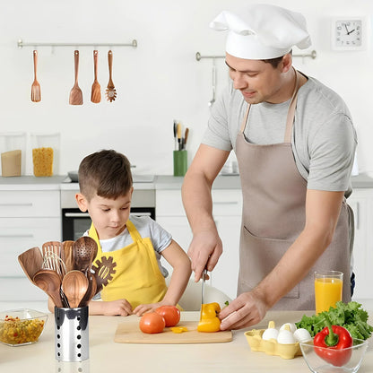 Teak Kitchen Utensil Set 11-Piece with Holder