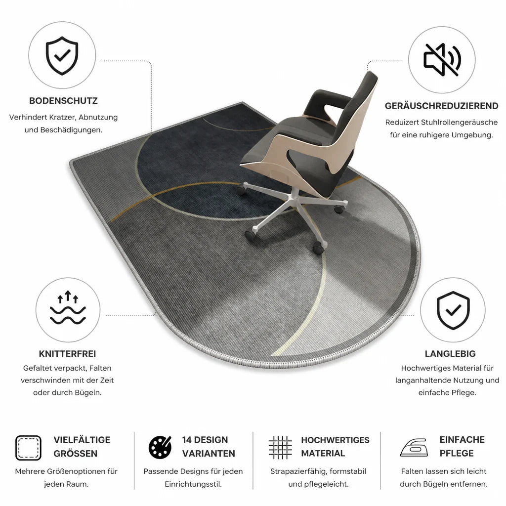 Wrinkle-free, noise-reducing printed floor protection mat for office chairs