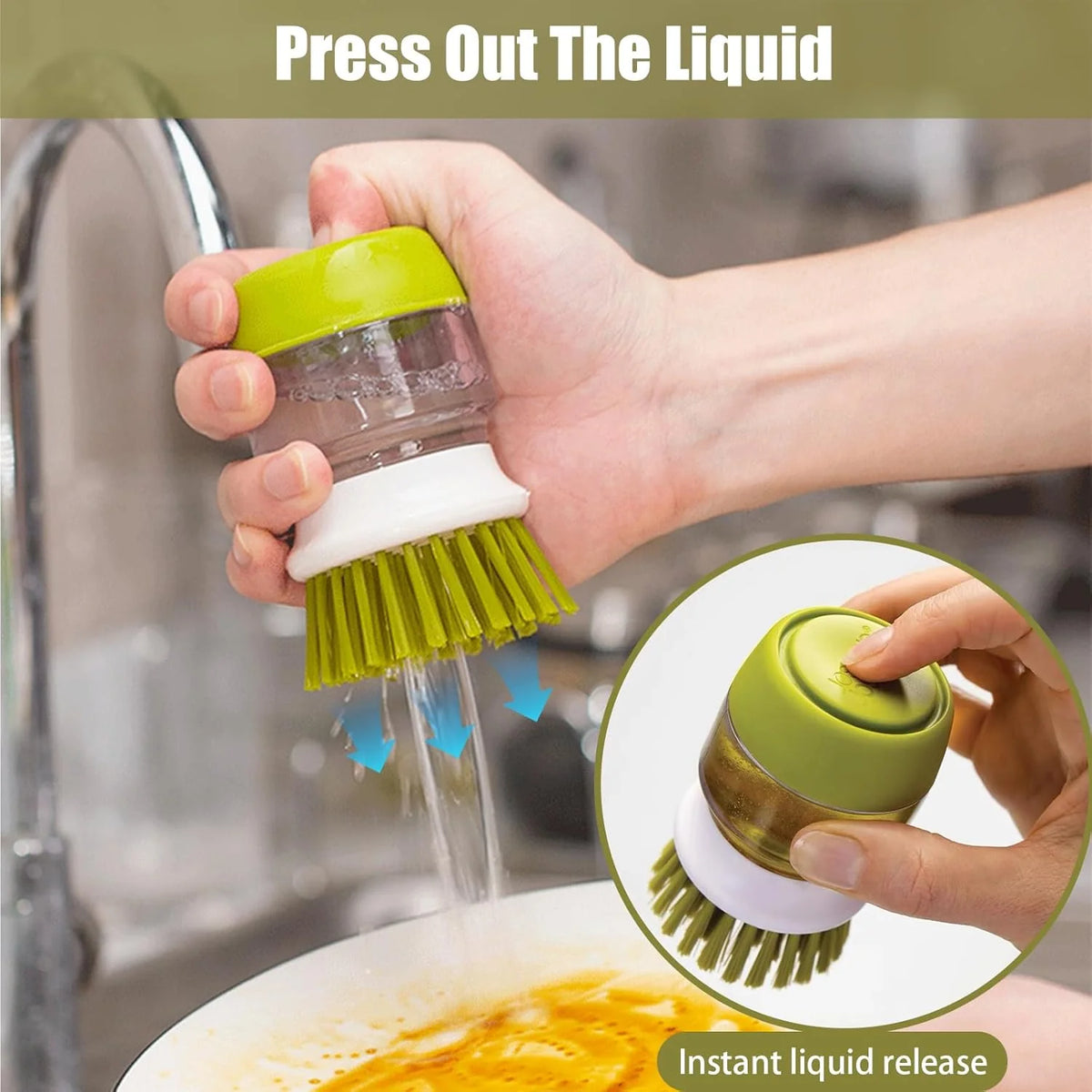 Dish brush with integrated soap dispenser