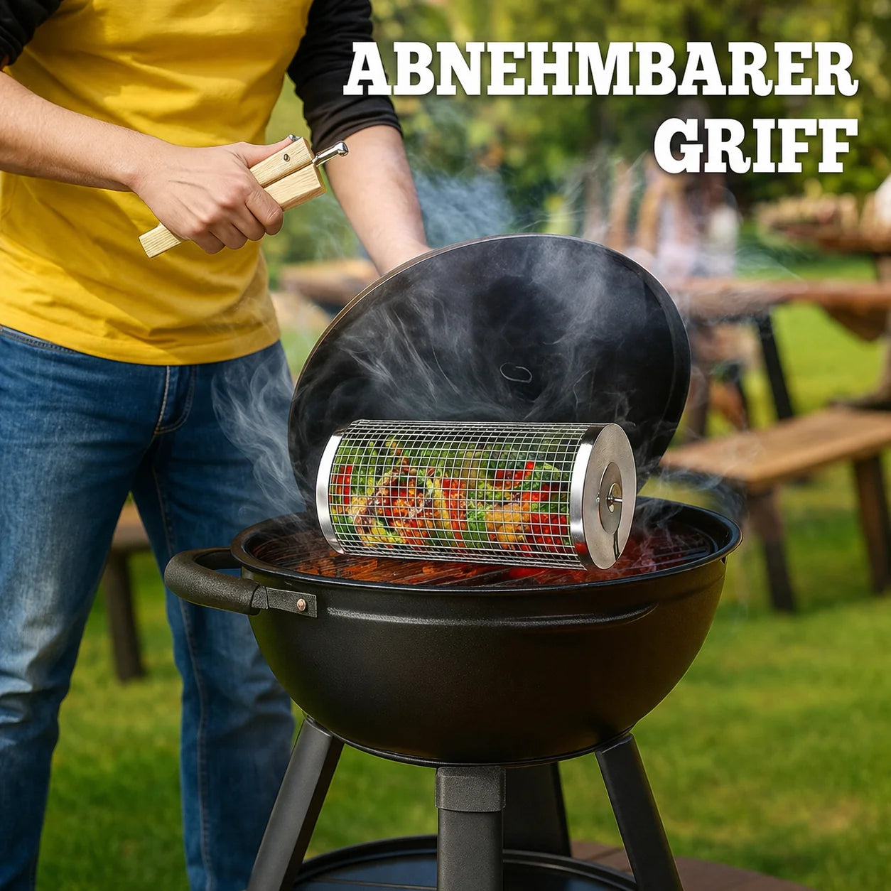 GrillEase™ Rolling Basket — Master the Grill and Enjoy Juicy, Perfectly Cooked Delicacies with Every Turn!
