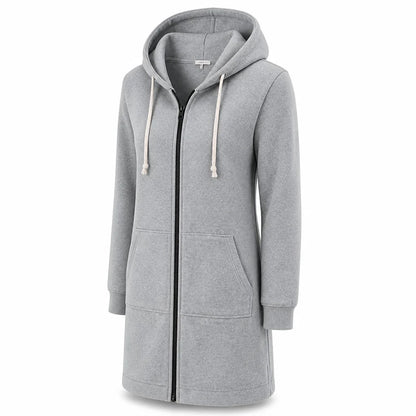 Cotton Blend Fleece Zip-Up Hoodie Tunic