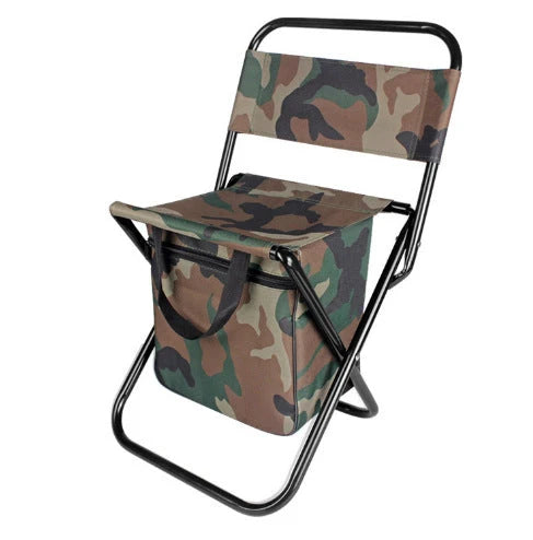 Folding chair with integrated cooler bag