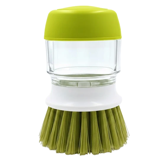 Dish brush with integrated soap dispenser