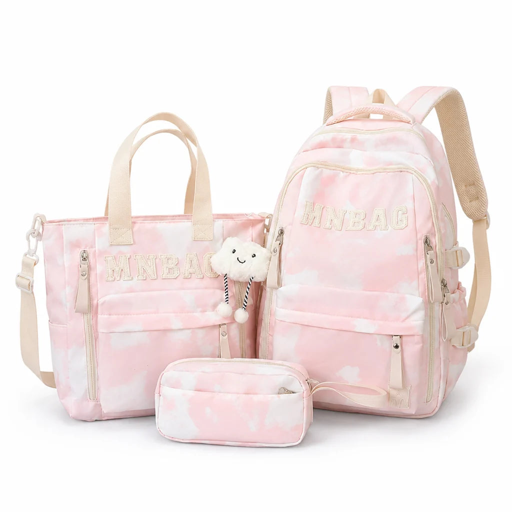 Water-Resistant Padded Strap Travel Backpack Set (3-Piece)