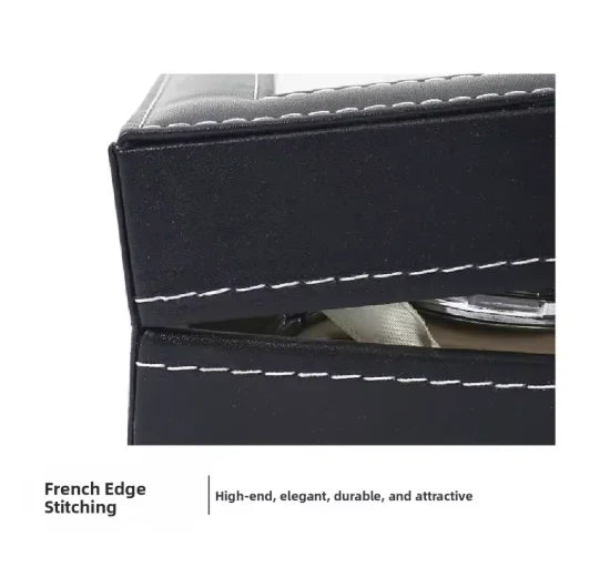 Watch Box 12 Compartments with Glass Lid – Black