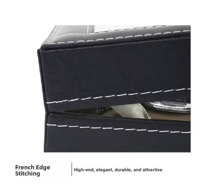 Watch Box 12 Compartments with Glass Lid – Black