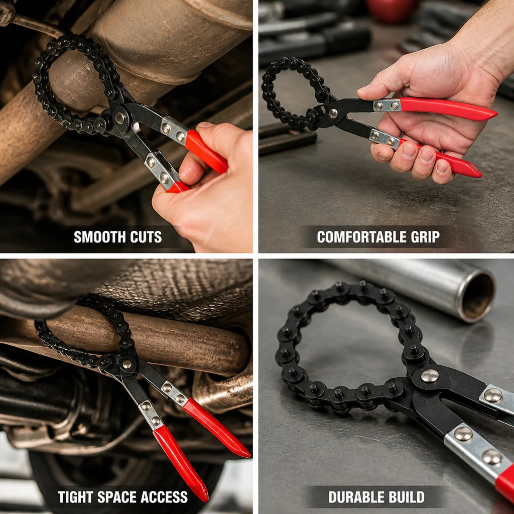 Compact Ergonomic Tube Cutter Pliers with Chain Roller