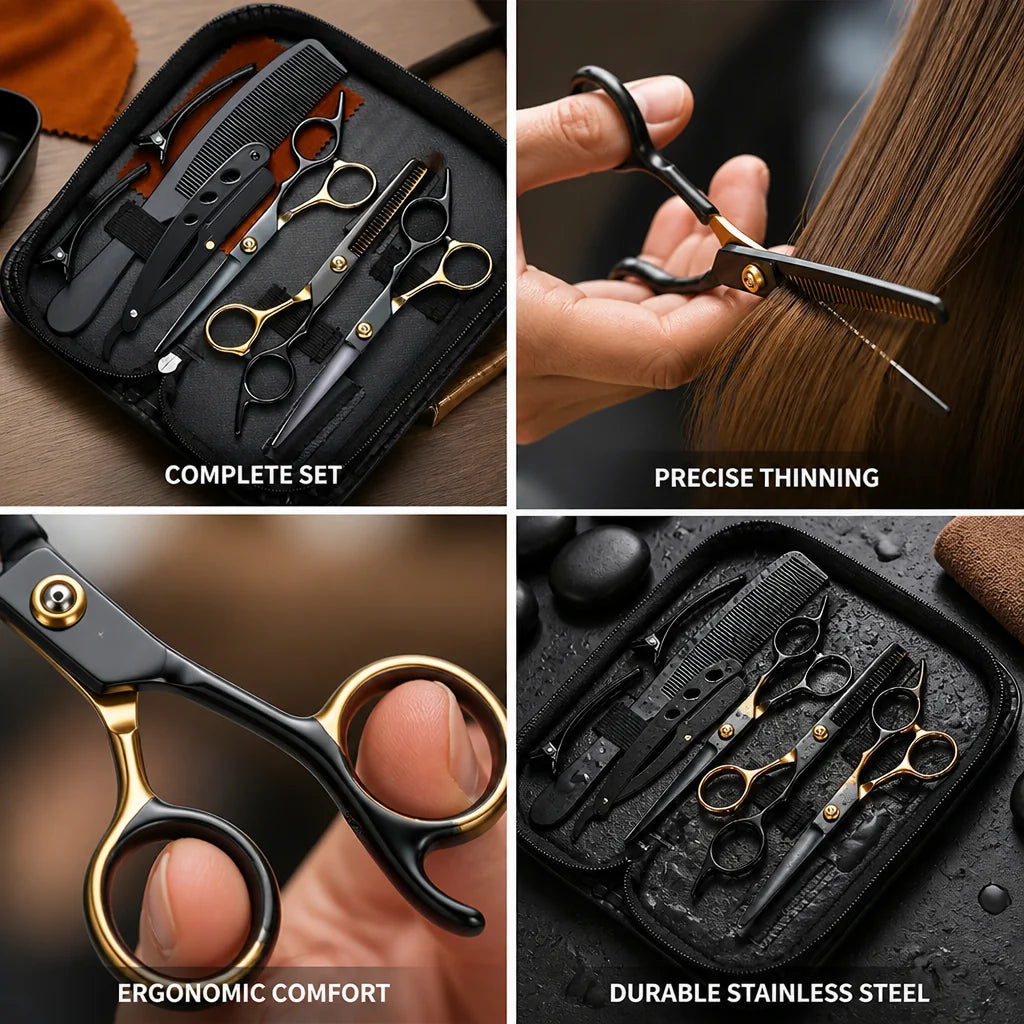 Stainless Steel Ergonomic Thinning and Texturizing Scissors Set