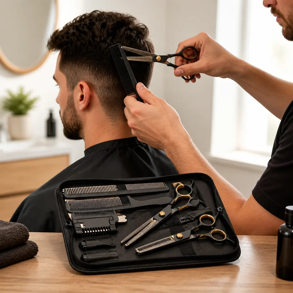 Stainless Steel Thinning and Cutting Scissors Set (with Comb & Case)